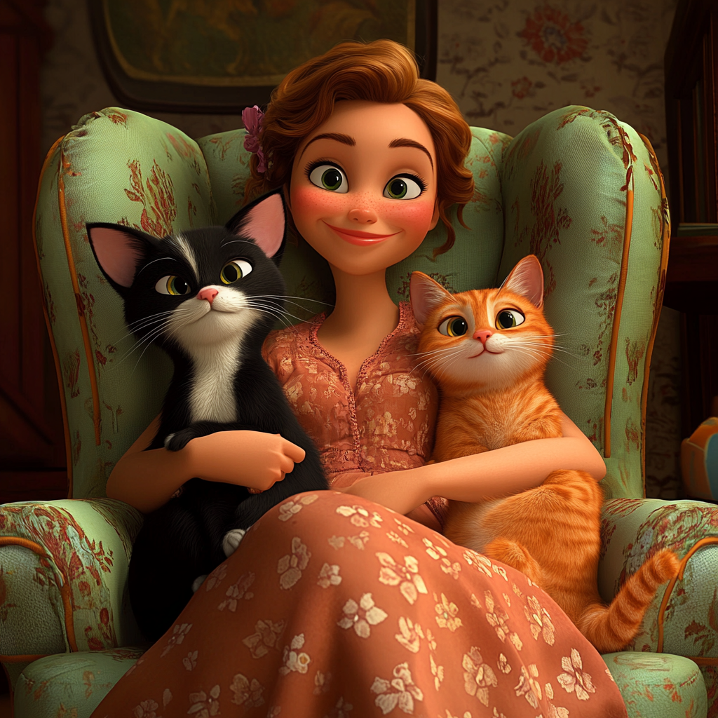 Frau mit Katzen